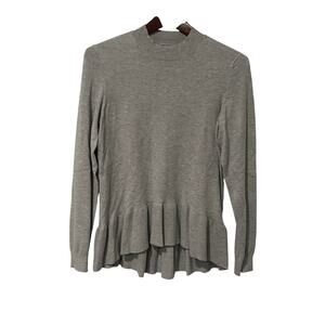 Gray Lightweight Mock Neck Peplum Sweater, Size Medium, KB380